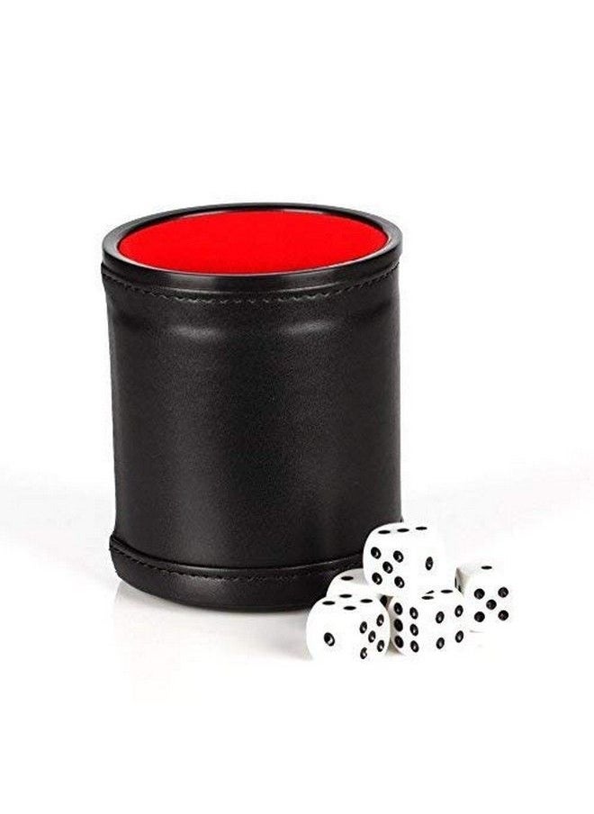 Felt Lined Professional Dice Cup With 5 Dice Quiet For Yahtzee Game