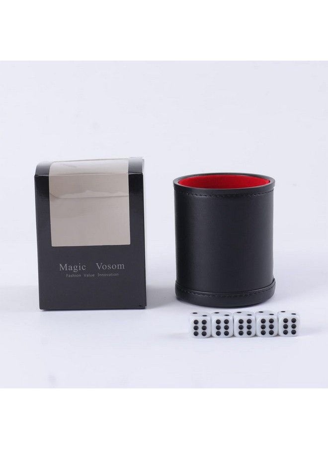 Felt Lined Professional Dice Cup With 5 Dice Quiet For Yahtzee Game