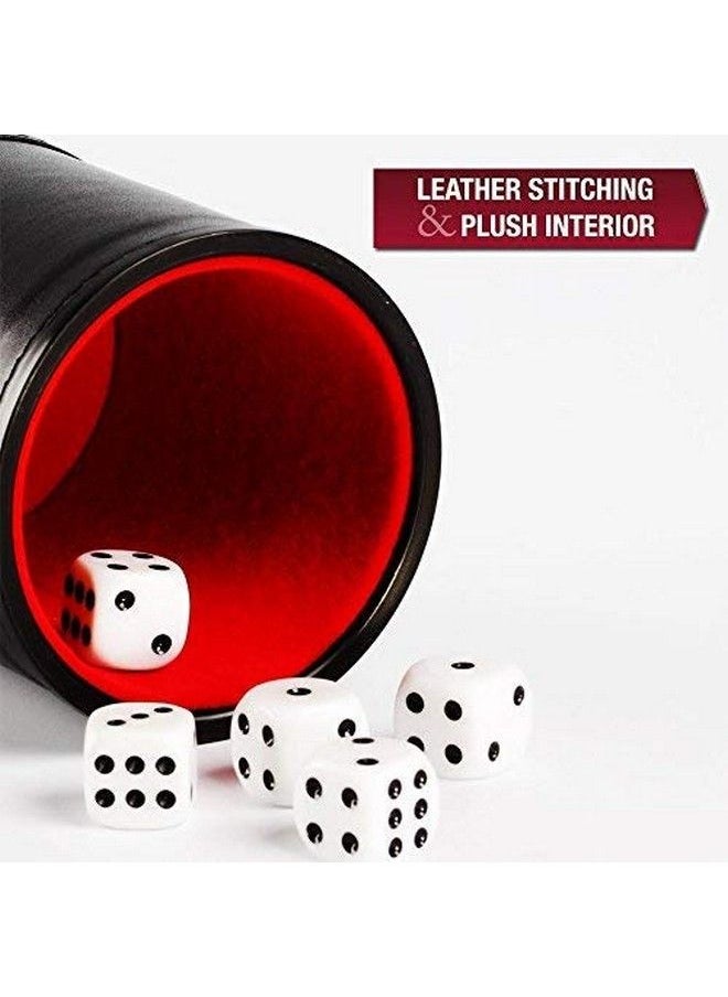 Felt Lined Professional Dice Cup With 5 Dice Quiet For Yahtzee Game