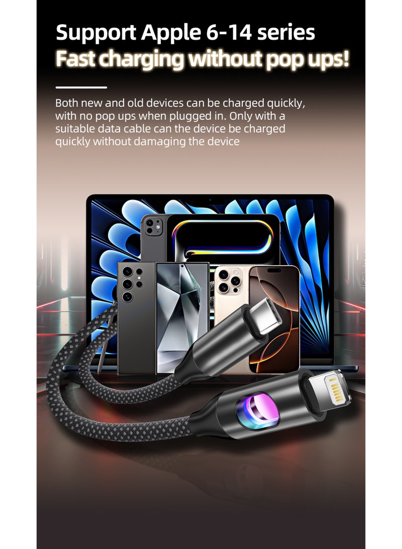 هامزون كابل شحن سريع من Type C إلى Lightning، 60 وات، 1 متر، سلك شاحن USB-C إلى Lightning مضفر من النايلون، مناسب لأجهزة iPhone 17/16/15/14 Pro Max، iPad، MacBook، يدعم الشحن السريع PD - Image 3