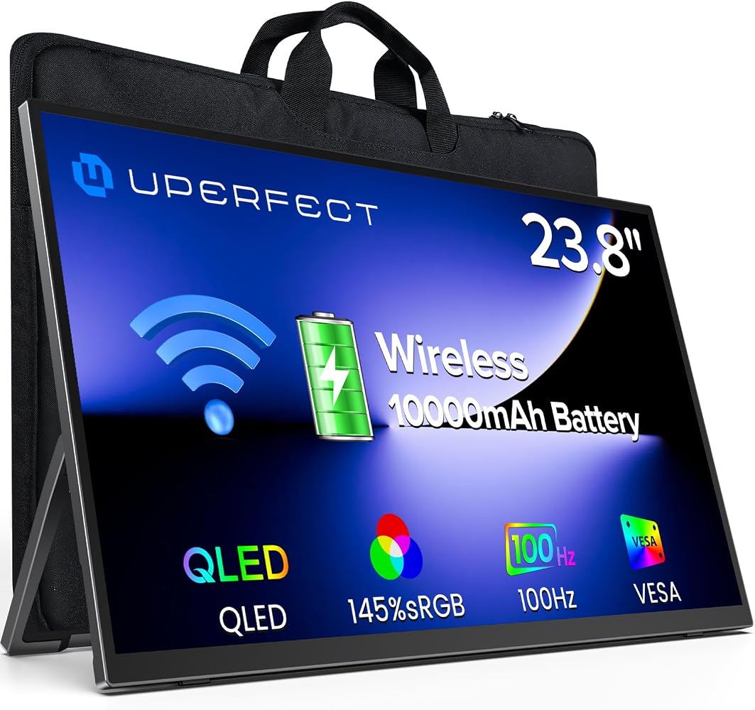 يوبرفكت Uperfect Wireless Portable Monitor 23 8 1080p Fhd Qled 23.8 inch