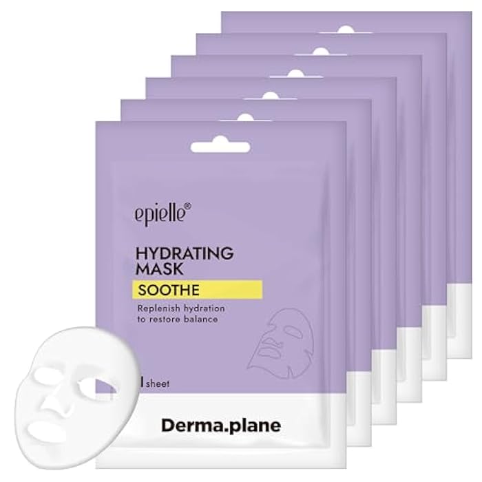 Epielle Hydrating Sheet Mask 6 Pack, Soothing & Restoring Face Mask with Cica, Heartleaf Extract & Witch Hazel Water, Target Dry & Sensitive Skin, Korean Skin Care - Image 1