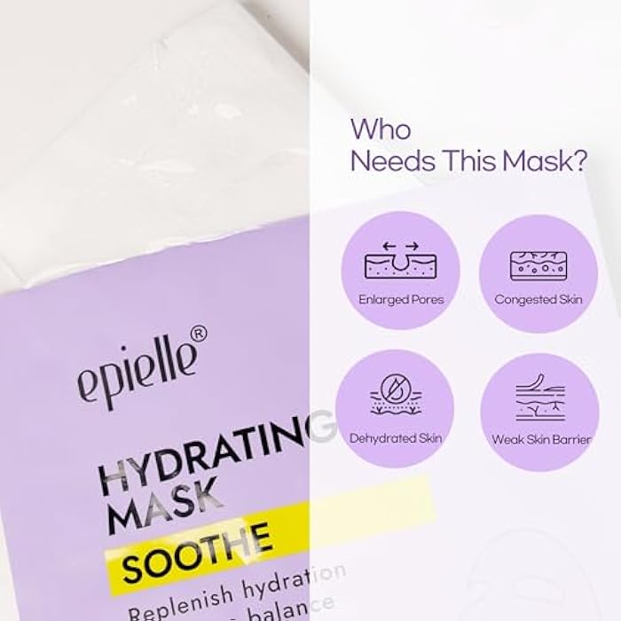 Epielle Hydrating Sheet Mask 6 Pack, Soothing & Restoring Face Mask with Cica, Heartleaf Extract & Witch Hazel Water, Target Dry & Sensitive Skin, Korean Skin Care - Image 3