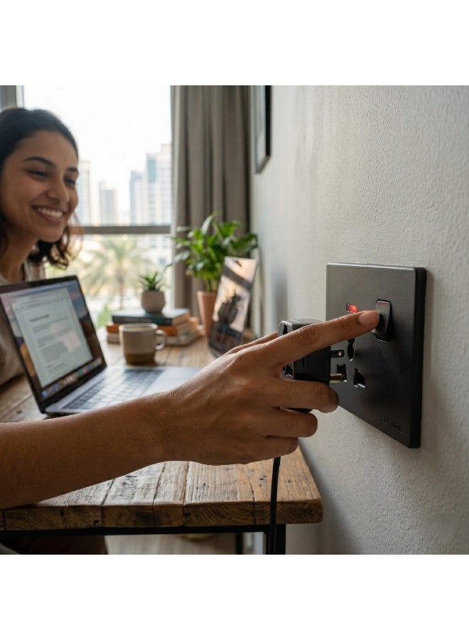 Future 13A Universal Single Wall Socket Outlet Black Color | Heavy Duty Electrical Power Socket | Premium Switch & Socket Series | 35 Years Warranty | UAE Standard - Image 5