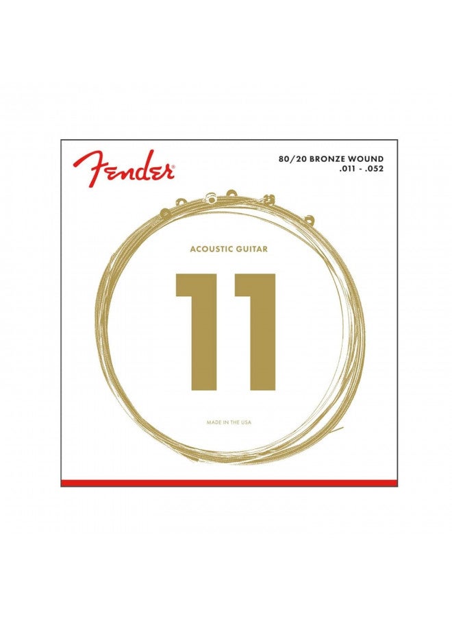 Fender 80/20 Bronze Acousitc Guitar Strings, Ball End, 70CL .011-.052