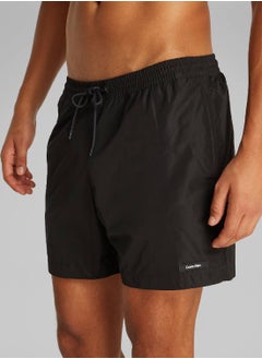 CALVIN KLEIN Men's Medium Drawstring Swim Shorts - CK Essentials - Polyester, Black  - Image 4