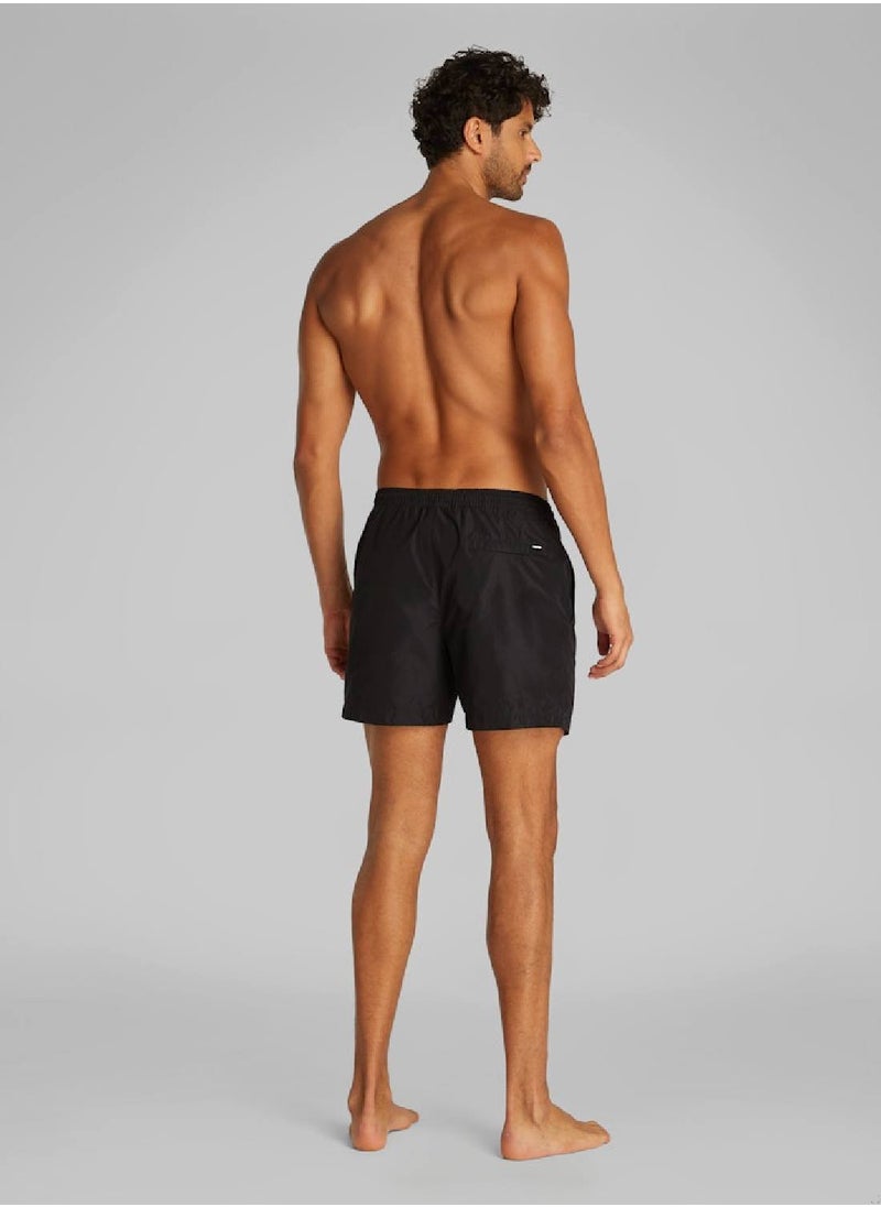 CALVIN KLEIN - Men's Medium Drawstring Swim Shorts - CK Essentials - Polyester, Black - Image 1