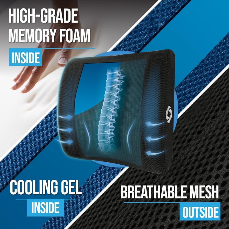SAMSONITE Cooling Gel Lumbar Support Pillow - Ergonomic Memory Foam Cushion for Office Chair or Car Seat - Image 3