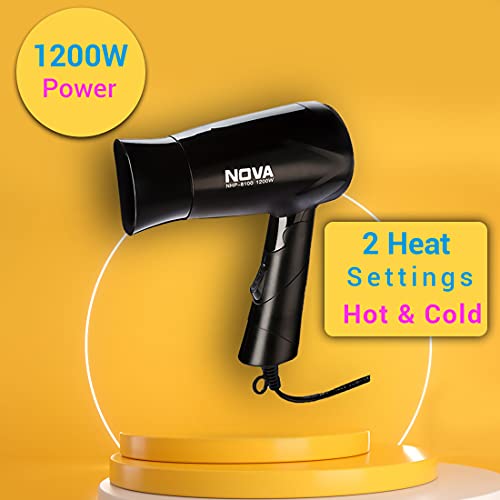Nova NHP 8100 Silky Shine 1200 W Hot and Cold Foldable Hair Dryer (Black) - Image 4
