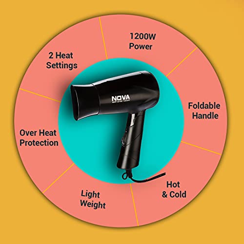 Nova NHP 8100 Silky Shine 1200 W Hot and Cold Foldable Hair Dryer (Black) - Image 2