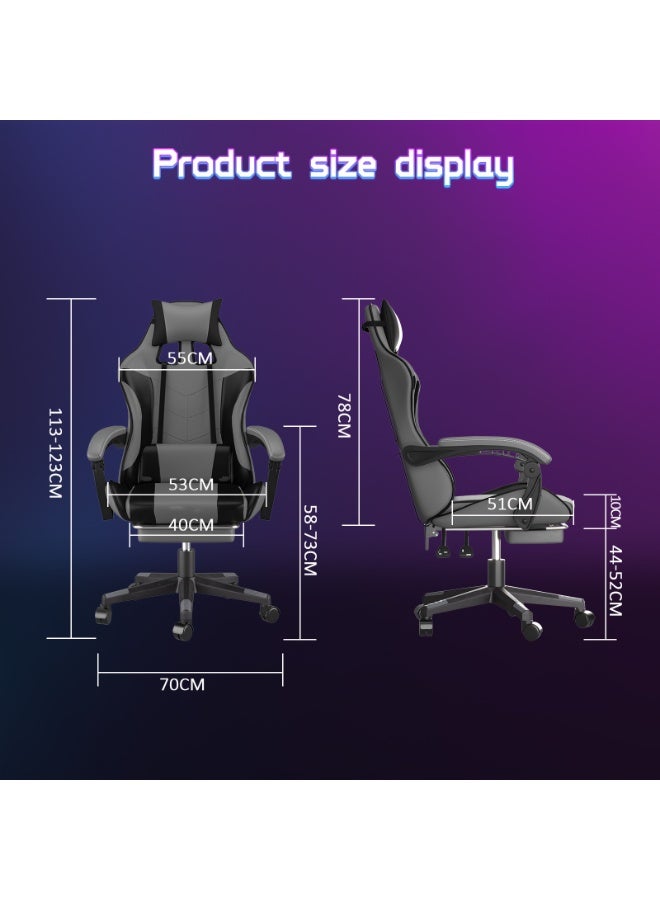 Professional PU Leather Gaming Chair with Footrest - Adjustable Ergonomic Computer Office Chair for Ultimate Comfort, High Back Support, and 135° Recline for Work, Gaming, and Rest - Image 2