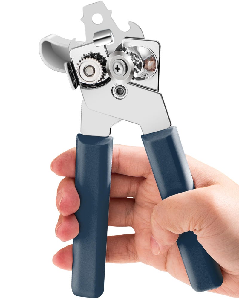 COKORA Can Opener Manual, COKORA Can Openers Hand Held with Comfort Anti-Slip Handles, Heavy Duty Stainless Steel Can Opener Smooth Edge and Bottle Openers, Easy Turn Can Openers for Seniors, Kitchen, Blue - Image 1