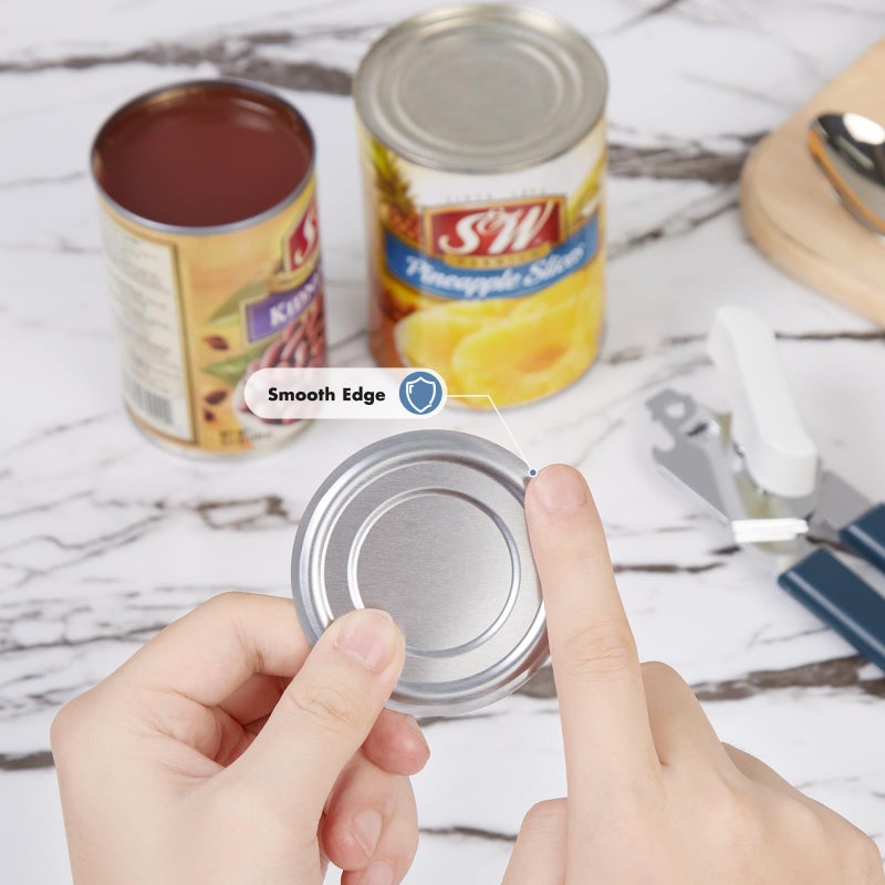 COKORA Can Opener Manual, COKORA Can Openers Hand Held with Comfort Anti-Slip Handles, Heavy Duty Stainless Steel Can Opener Smooth Edge and Bottle Openers, Easy Turn Can Openers for Seniors, Kitchen, Blue - Image 4