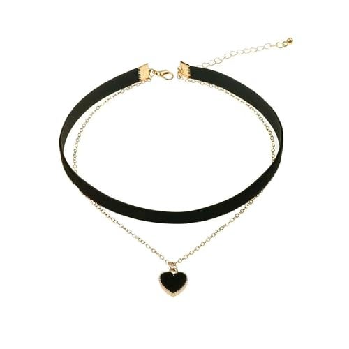 DAYANEY Black Choker Necklaces for Woman, Halloween Gothic Vintage Love Heart Necklace, Black Velvet Choker Adjustable Heart Jewelry Gold Chain as Anniversary Birthday Gifts for Women - Image 1