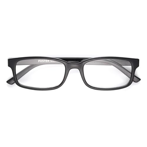 Foster Grant Men's Boston Square Reading Glasses, Black/Transparent, 59 mm + 1.5 - Image 2