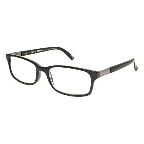 Foster Grant Men's Boston Square Reading Glasses, Black/Transparent, 59 mm + 1.5 - Image 1