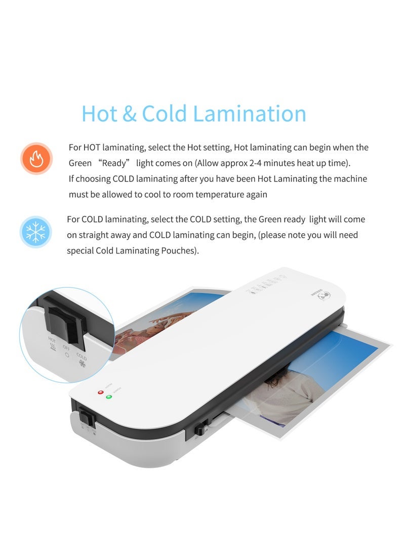 OSMILE Desktop Laminator Machine Set A4 Size Hot Cold Lamination with 2 Roller System 9 Inch Max Width for Office Home School Daily Use - Image 3