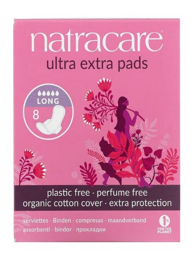 NATRACARE Ultra Extra Pads Organic Cotton Cover Long 8 Pads - Image 1
