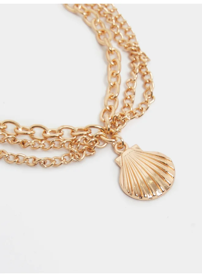 Styli Styli Shell Drop Layered Anklet with Lobster Clasp