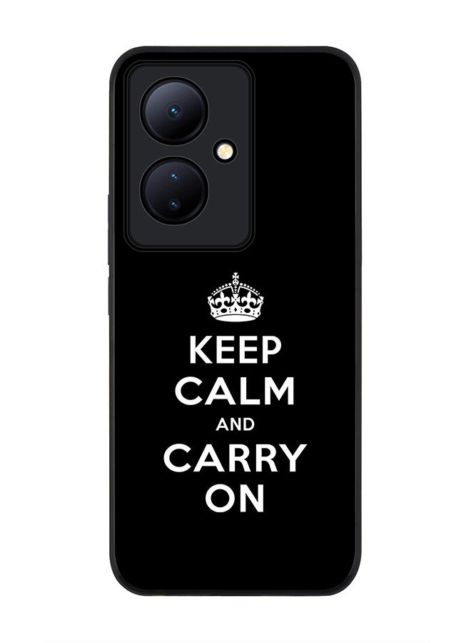 Stylizedd Rugged Black edge case for Vivo V29 Lite, Slim fit Soft Case Flexible Rubber Edges Anti Drop TPU Gel Thin Cover- Keep calm and carry on - Image 1