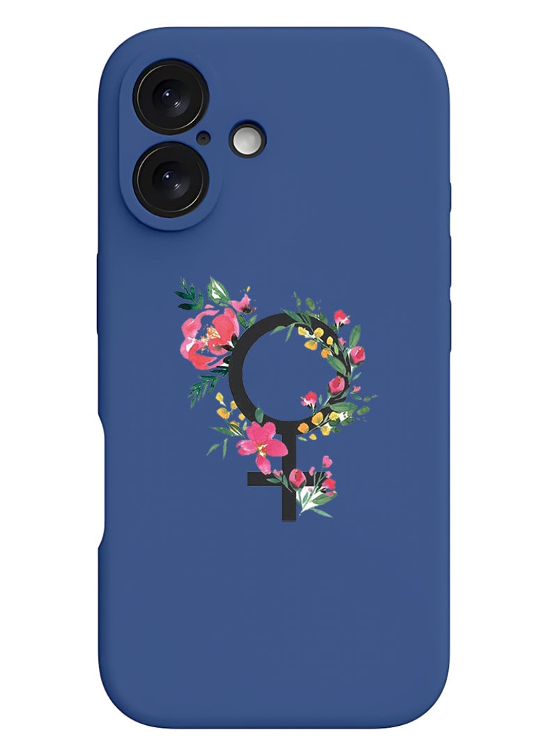 Theodor iPhone 16 Blue Protective Slim Fit Case Liquid Silicone Cover with Full Body Protection Anti-Scratch Shockproof Case For iPhone - womens day floral - Image 1