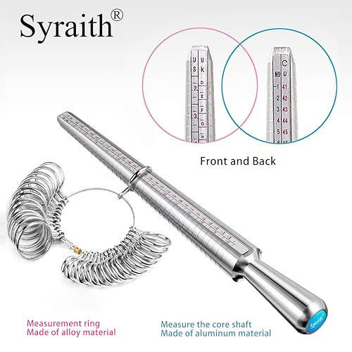 Syraith Ring Sizer Measuring Tool Metal Combination Suit for Finger Sizing Measuring&Jewelry Making&Ring Deformation Correction US Size 0-15 Attached Special Storage Box&polishing Cloth&Anti-Falling Ring - Image 2