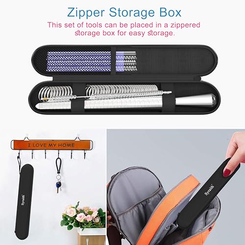 Syraith Ring Sizer Measuring Tool Metal Combination Suit for Finger Sizing Measuring&Jewelry Making&Ring Deformation Correction US Size 0-15 Attached Special Storage Box&polishing Cloth&Anti-Falling Ring - Image 4