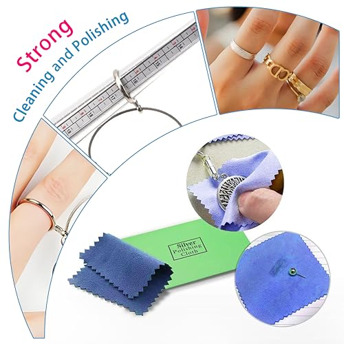 Syraith Ring Sizer Measuring Tool Metal Combination Suit for Finger Sizing Measuring&Jewelry Making&Ring Deformation Correction US Size 0-15 Attached Special Storage Box&polishing Cloth&Anti-Falling Ring - Image 5