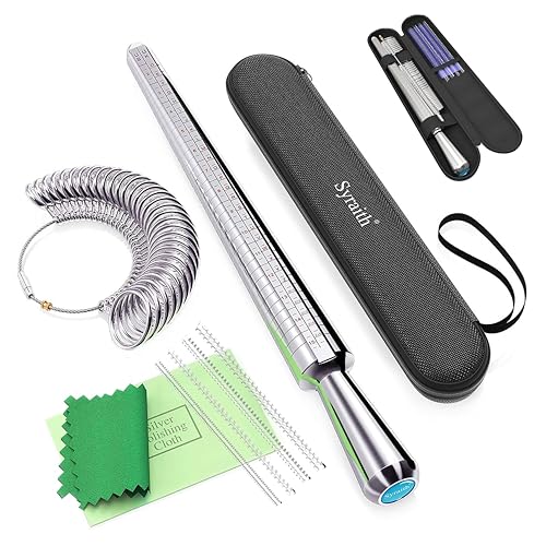 Syraith Ring Sizer Measuring Tool Metal Combination Suit for Finger Sizing Measuring&Jewelry Making&Ring Deformation Correction US Size 0-15 Attached Special Storage Box&polishing Cloth&Anti-Falling Ring - Image 1