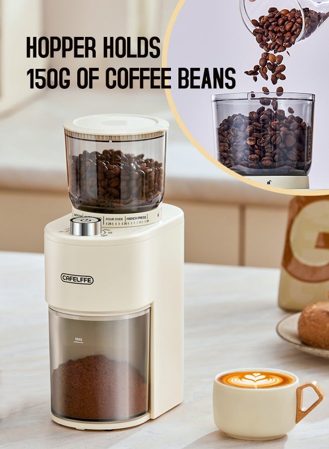 Cafelffe Electric Burr Coffee Grinder Adjustable Burr Grinder 38 Precise Grind Settings And 7 Levels Time Adjustable White - Image 4