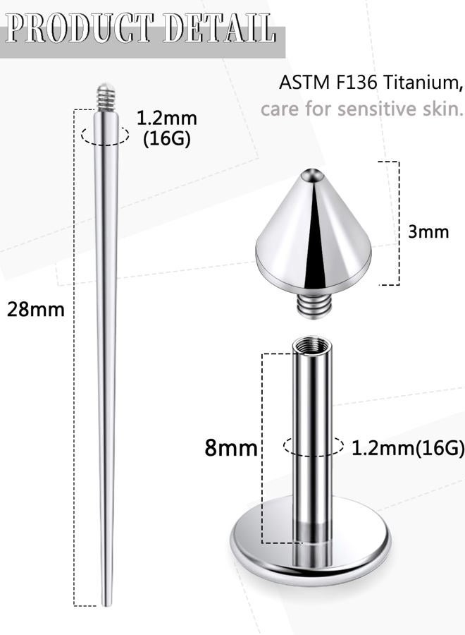 Lsnevsie 20G 18G 16G Internally Threaded Astm F136 Titanium Nose Ring Studs Flat Back Studs Earrings G23 Titanium Tragus Helix Conch Cartilage Lobe Earrings Piercing Jewelry For Women Men 6MM 8MM, 16G - Image 2