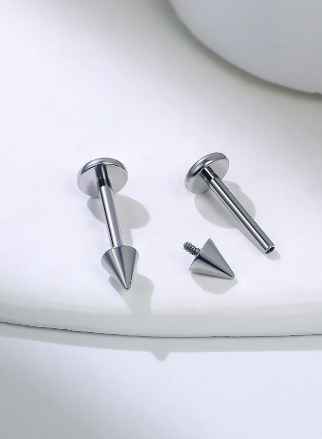 Lsnevsie 20G 18G 16G Internally Threaded Astm F136 Titanium Nose Ring Studs Flat Back Studs Earrings G23 Titanium Tragus Helix Conch Cartilage Lobe Earrings Piercing Jewelry For Women Men 6MM 8MM, 16G - Image 4