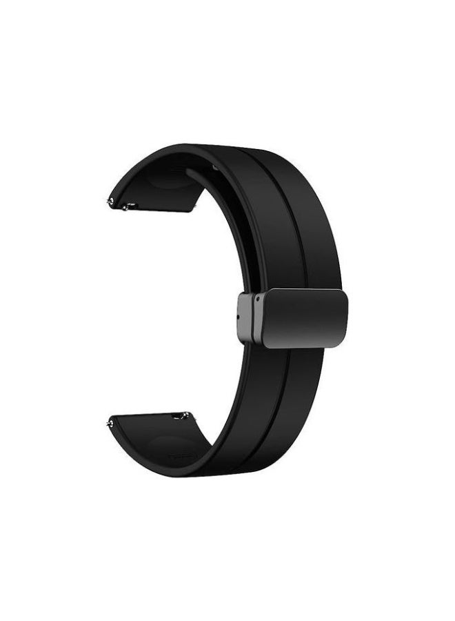 22mm Silicone Strap With Magnetic Folding Buckle For  Smart watch itel Storm Plus (ISW-O15) - Black - Image 1