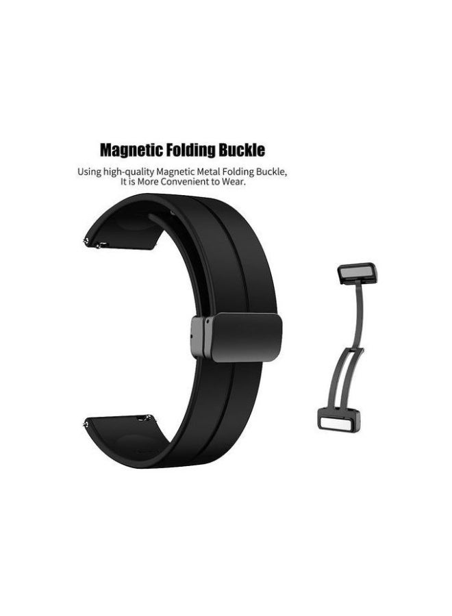22mm Silicone Strap With Magnetic Folding Buckle For  Smart watch itel Storm Plus (ISW-O15) - Black - Image 2