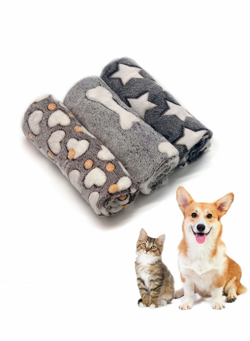 Blankets Set, 3 Pcs Soft Dog Cat Fleece Blankets, Super Soft Warm Sleep Mat Fluffy Premium Fleece Pet Blanket, 31"x20"  - Image 1
