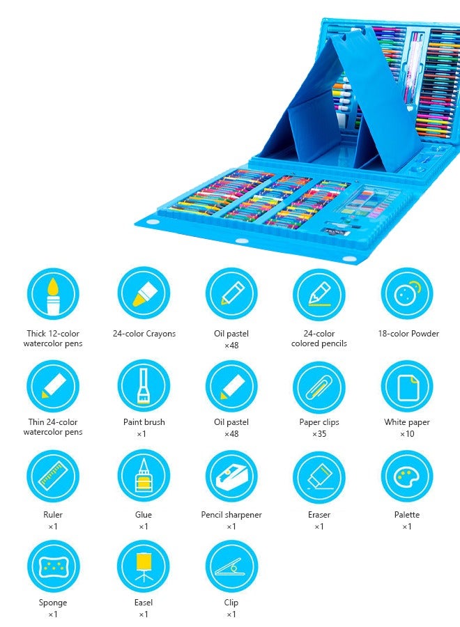جرويك قرويك لعبة مجموعة اقلام  الرسم ملونة للأطفال ٢٠٨ قطعة مع لوحة رسم وأدوات طلاء متنوعة وكتاب تلوين للكرتون - Image 2