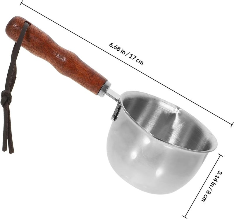 Stainless Steel Sauce Pan with Spout and Wood Handle 150ml Small Pour Oil Wok Mini Butter Melting Pot for Kitchen Cooking - Image 2