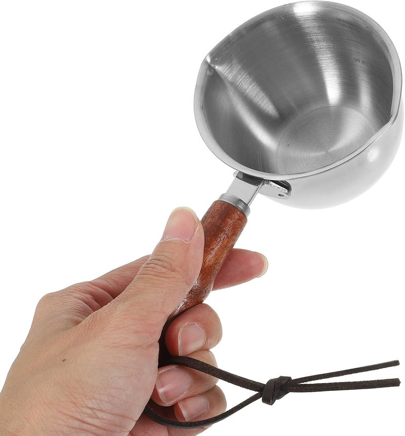 Stainless Steel Sauce Pan with Spout and Wood Handle 150ml Small Pour Oil Wok Mini Butter Melting Pot for Kitchen Cooking - Image 4