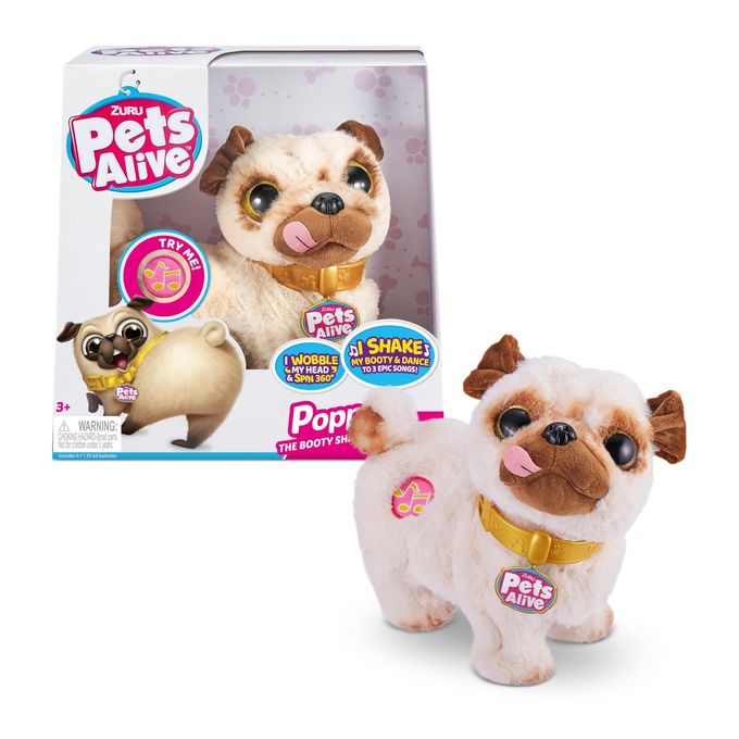 Pets Alive Poppy The Booty Shakin Pug  Interactive Dancing Plush Puppy by ZURU Robotic Realistic Soft Dog Stuffed Animal Toy for Kids, Girls - Image 1