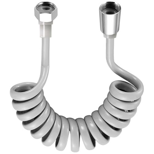 HASTHIP® Flexible Bidet Sprayer Hose, Spring Coil Extended to 2m, Durable Leak-Proof Water Hose for Personal Hygiene & Cleaning, Silver - Image 1