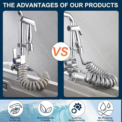HASTHIP® Flexible Bidet Sprayer Hose, Spring Coil Extended to 2m, Durable Leak-Proof Water Hose for Personal Hygiene & Cleaning, Silver - Image 4