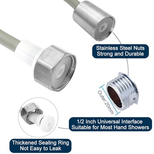 HASTHIP® Flexible Bidet Sprayer Hose, Spring Coil Extended to 2m, Durable Leak-Proof Water Hose for Personal Hygiene & Cleaning, Silver - Image 3