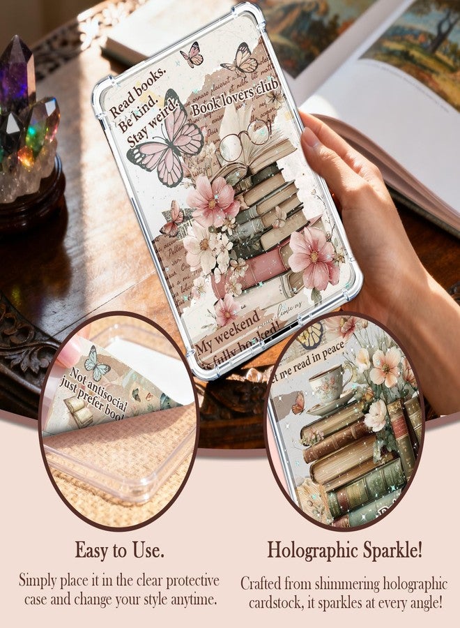 ورق مقوى داخلي من Rngmsi للعلبة الشفافة - 8 قطع من ورق مقوى بتصميم كتب قراءة كلاسيكية، متوافق مع Kindle Paperwhite الإصدارين 11 و12، مقاس 6.9 × 4.8 بوصة، أوراق بتصميم فراشات للعلبة الخلفية الشفافة للقارئ الإلكتروني - Image 5