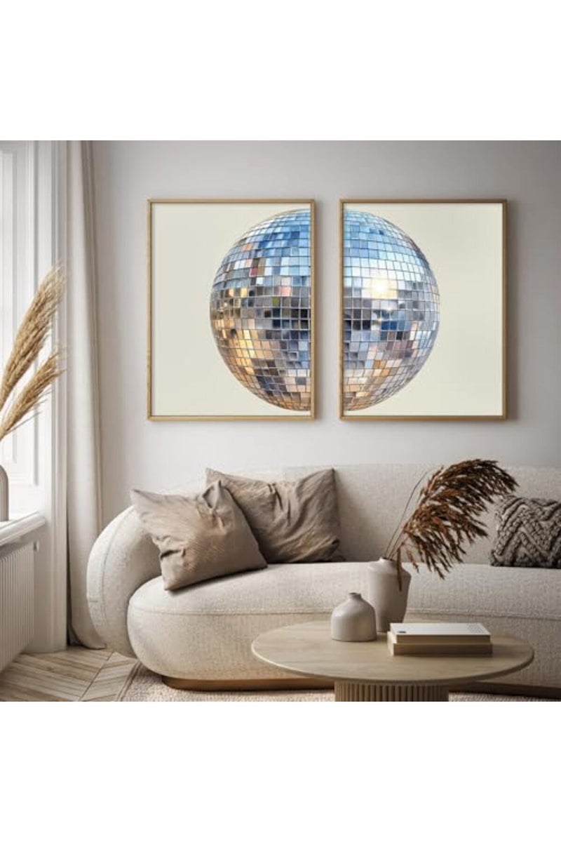Baccone Disco Ball Wall Art Aesthetic Preppy Canvas Wall Decor Disco Ball Poster Funky Wall Art Trendy Prints Retro Art Girly Pictures for Living Room Bedroom 12x16 Inch Unframed Set of 2 - Image 4