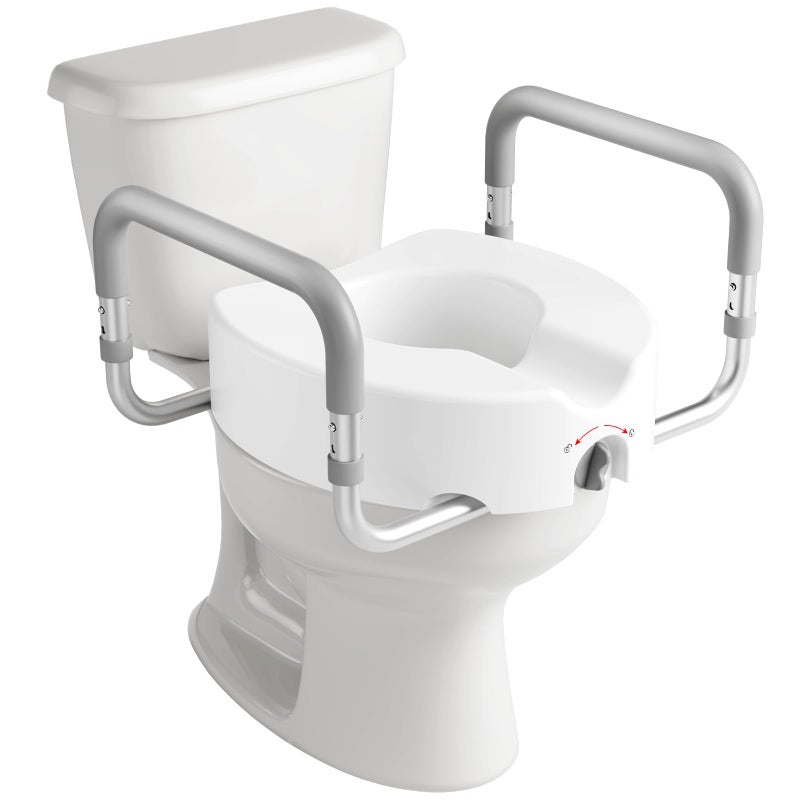 HOMLAND Raised Toilet Seat with Handles, Handicap Toilet Seat Risers for Seniors, Elevated Toilet Seat Fits Most Toilet, Gray - Image 1