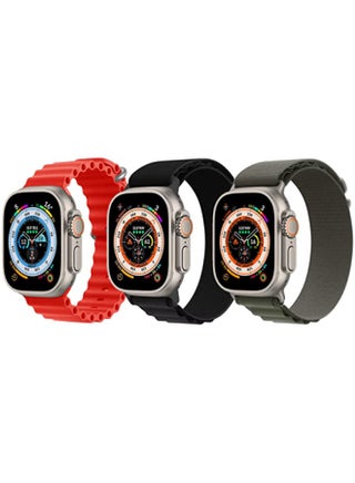 Silicone Ocean Band, Red with Nylon G-Hook Loop Buckle Band, Black, Dark Green for Apple Watch Ultra 8 49mm -Set of 3 - pzsku/ZECC4447758B6D2FAAC97Z/45/_/1694459529/2f5c215e-667e-483f-9101-d9138551a2ef
