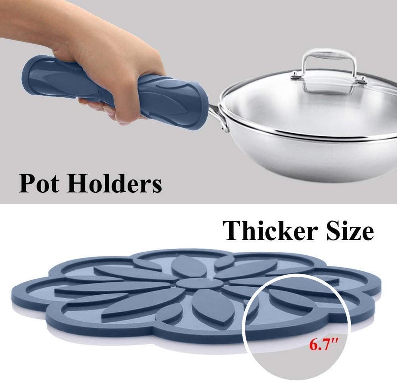 P Plus Fire Silicone Trivets for Hot Dishes Trivet Mat Hot Pads for Kitchen Non-Slip Coaster (Peacock, Set of 4) - Image 4