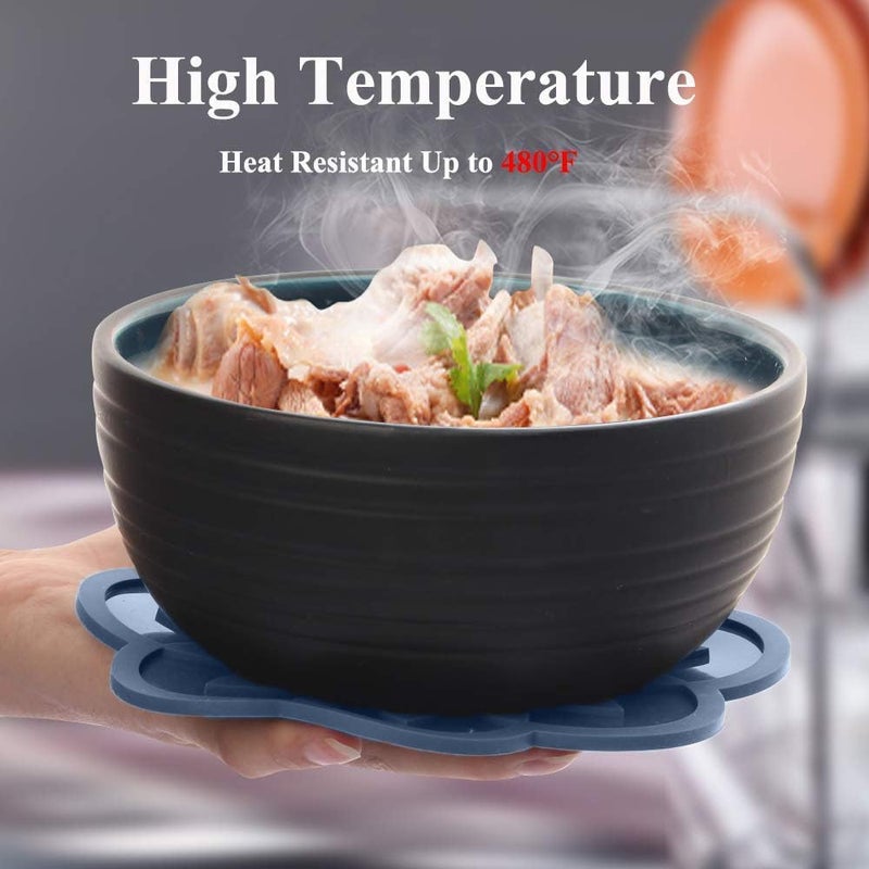 P Plus Fire Silicone Trivets for Hot Dishes Trivet Mat Hot Pads for Kitchen Non-Slip Coaster (Peacock, Set of 4) - Image 5