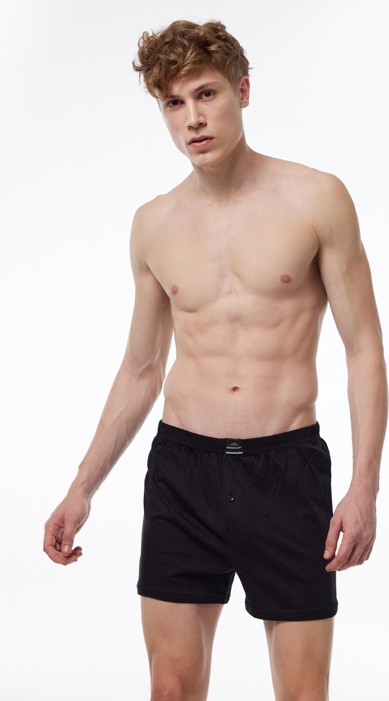 Malabadi Men's Black 5 Piece Wide Pattern Large Size 100% Cotton Boxer MB2400  - Image 1