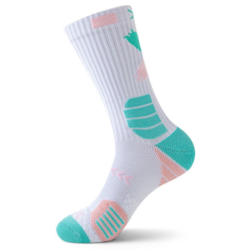 Generic Mens Cushioned Basketball Socks Mid-Calf Non-Slip L03-04 Heel Green